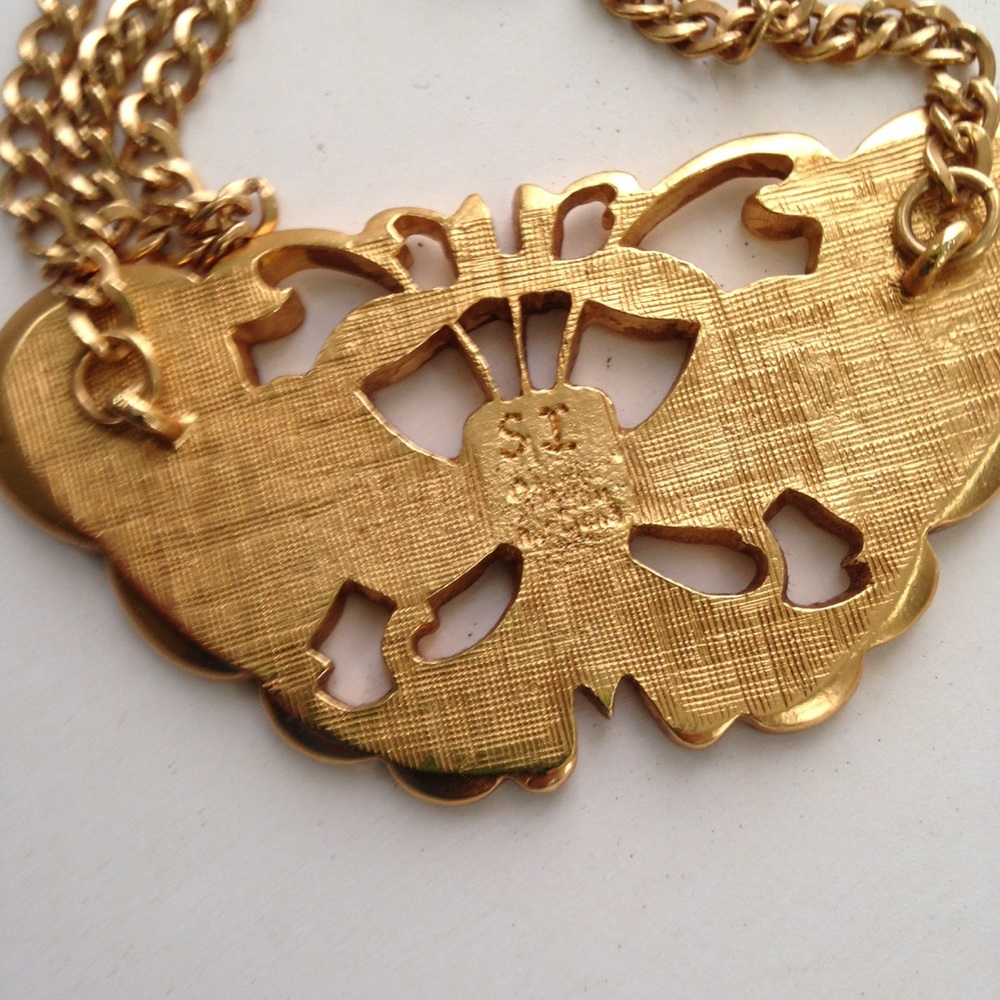Custom Made, Heavy Gold Plated Butterfly Choker - Picture 7 of 7